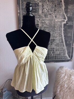 Size S - Light Yellow Universal Thread Cross Front Cami